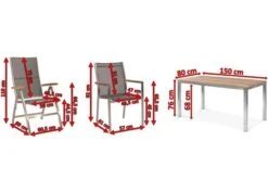 STERN Cardiff Esstischgruppe, Silber/silbergrau, Edelstahl/Teak, Tisch 150 X 80 Cm, 4 Stapel-, 2 Multipositionssessel -Kettler Verkäufe 5 19773.jpg
