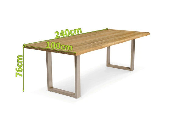 OUTFLEXX Esstisch, Natur, Edelstahl & Recycled FSC-Teak, 240 X 100 Cm, Baumkante 7 OUTFLEXX Esstisch, Natur, Edelstahl & Recycled FSC-Teak, 240 X 100 Cm, Baumkante – Bild 5