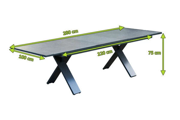 HARTMAN Exklusivmodell Xanadu Ausziehtisch, Xerix, Alu / Glaskeramik, 220/280 X 100 Cm, X-Gestell 7 HARTMAN Exklusivmodell Xanadu Ausziehtisch, Xerix, Alu / Glaskeramik, 220/280 X 100 Cm, X-Gestell – Bild 5