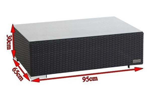 OUTFLEXX Kaffeetisch, Schwarz, Polyrattan, 95x65cm, Mit Glas-Tischplatte 7 OUTFLEXX Kaffeetisch, Schwarz, Polyrattan, 95x65cm, Mit Glas-Tischplatte – Bild 5