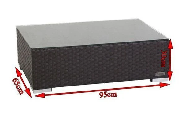 OUTFLEXX Kaffeetisch, Braun, Polyrattan, 95x65cm, Inkl. Glasplatte 7 OUTFLEXX Kaffeetisch, Braun, Polyrattan, 95x65cm, Inkl. Glasplatte – Bild 5