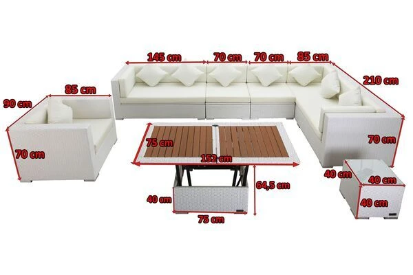 OUTFLEXX Loungemöbel-Set, Weiß, Polyrattan, Für 8 Personen, Inkl. Loungetisch, Wasserfeste Kissenbox 7 OUTFLEXX Loungemöbel-Set, Weiß, Polyrattan, Für 8 Personen, Inkl. Loungetisch, Wasserfeste Kissenbox – Bild 5