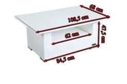 OUTFLEXX Kaffeetisch, Weiß, Polyrattan, 108,5x68cm, Inkl. Glasplatte -Kettler Verkäufe 5 2511 13.jpg