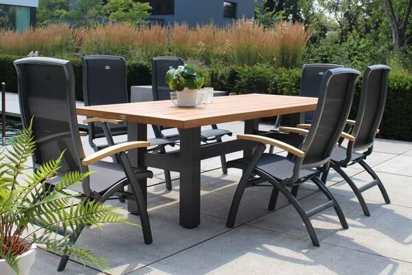 HARTMAN Da Vinci Multipositionssessel, Xerix/anthrazit, Alu/Textilene, Mit FSC-Teak-Armlehnen 7 HARTMAN Da Vinci Multipositionssessel, Xerix/anthrazit, Alu/Textilene, Mit FSC-Teak-Armlehnen – Bild 6