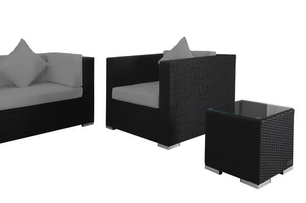 OUTFLEXX Loungemöbel-Set, Schwarz, Polyrattan, Für 6 Personen, Wasserfeste Kissenbox 8 OUTFLEXX Loungemöbel-Set, Schwarz, Polyrattan, Für 6 Personen, Wasserfeste Kissenbox – Bild 6
