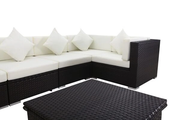 OUTFLEXX Ecklounge-Set Polyrattan, Braun, Für 5 Personen, Inkl. Loungetisch, Wasserfeste Kissenbox 11 OUTFLEXX Ecklounge-Set Polyrattan, Braun, Für 5 Personen, Inkl. Loungetisch, Wasserfeste Kissenbox – Bild 9