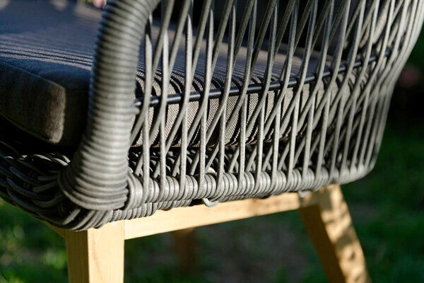 DIAMOND GARDEN Nashville Stuhl, Grau, Alu/Polyrattan/Teak, 59x66x87 Cm, Mit Sitz- Und Rückenkissen 8 DIAMOND GARDEN Nashville Stuhl, Grau, Alu/Polyrattan/Teak, 59x66x87 Cm, Mit Sitz- Und Rückenkissen – Bild 6