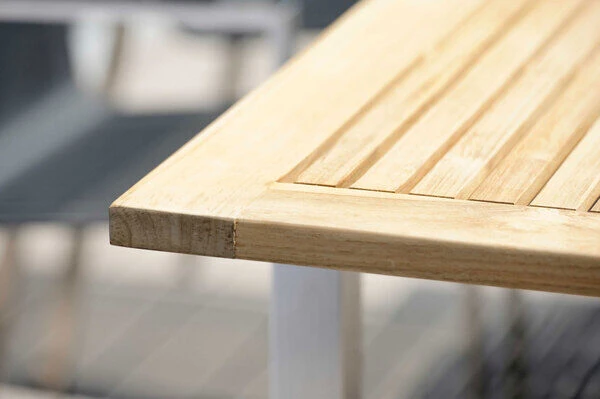 STERN Cardiff Esstischgarnitur, Silber, Edelstahl/Textilen/FSC-Teak/Alu, 162/220 X 90 Cm, Butterfly-Auszug, 4 Stapel-, 2 Multipo 8 STERN Cardiff Esstischgarnitur, Silber, Edelstahl/Textilen/FSC-Teak/Alu, 162/220 X 90 Cm, Butterfly-Auszug, 4 Stapel-, 2 Multipo – Bild 6