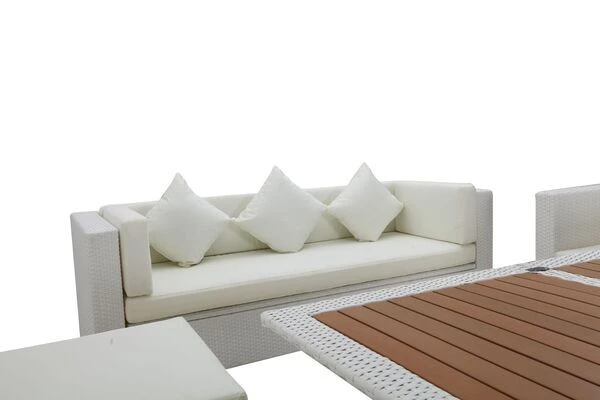 OUTFLEXX Loungemöbel-Set, Weiß, Polyrattan, Für 6 Personen, Inkl. Loungetisch, Wasserfeste Kissenbox 8 OUTFLEXX Loungemöbel-Set, Weiß, Polyrattan, Für 6 Personen, Inkl. Loungetisch, Wasserfeste Kissenbox – Bild 6