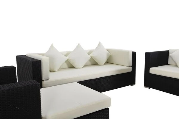 OUTFLEXX Loungemöbel-Set, Schwarz, Polyrattan, Für 6 Personen, Wasserfeste Kissenbox 9 OUTFLEXX Loungemöbel-Set, Schwarz, Polyrattan, Für 6 Personen, Wasserfeste Kissenbox – Bild 7
