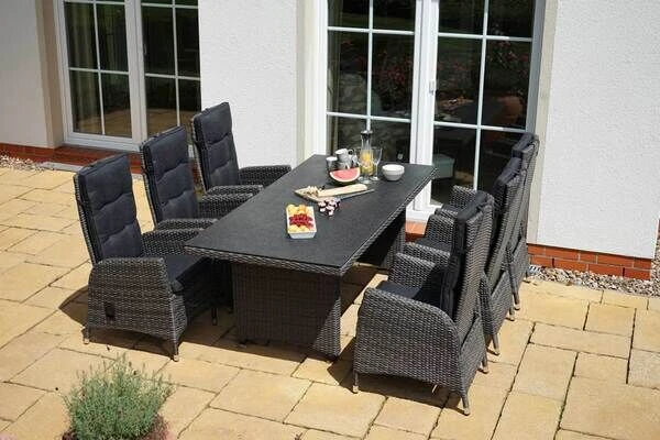 Ploß Malta Esstischgarnitur, Grau-braun-meliert/anthrazit, Polyrattan/Alu, 13-tlg. 9 Ploß Malta Esstischgarnitur, Grau-braun-meliert/anthrazit, Polyrattan/Alu, 13-tlg. – Bild 7