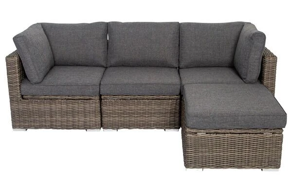 OUTFLEXX Loungegarnitur, Polyrattan/Teakholz, Tisch 160x90cm, Für 4 Personen, Wasserfeste Kissenbox 9 OUTFLEXX Loungegarnitur, Polyrattan/Teakholz, Tisch 160x90cm, Für 4 Personen, Wasserfeste Kissenbox – Bild 7