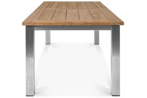 STERN Cardiff Esstischgruppe, Silber/taupe, Edelstahl/Teak, Tisch 200/260 X 100 Cm, 6 Multipositionssessel 9 STERN Cardiff Esstischgruppe, Silber/taupe, Edelstahl/Teak, Tisch 200/260 X 100 Cm, 6 Multipositionssessel – Bild 7