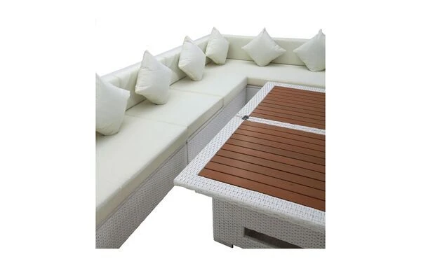 OUTFLEXX Loungemöbel-Set, Weiß, Polyrattan, Für 8 Personen, Inkl. Loungetisch, Wasserfeste Kissenbox 9 OUTFLEXX Loungemöbel-Set, Weiß, Polyrattan, Für 8 Personen, Inkl. Loungetisch, Wasserfeste Kissenbox – Bild 7