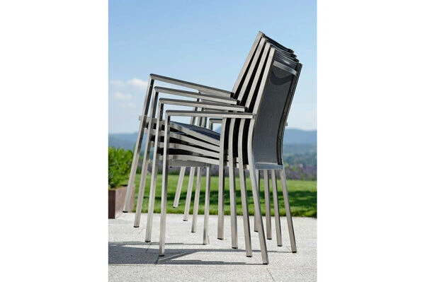 STERN Cardiff Stapelsessel, Silbergrau, Edelstahl/Textil/Aluminiumarmlehnen, 61x57x92 Cm, Stapelbar 10 STERN Cardiff Stapelsessel, Silbergrau, Edelstahl/Textil/Aluminiumarmlehnen, 61x57x92 Cm, Stapelbar – Bild 8