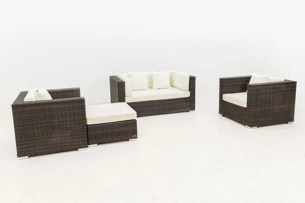 OUTFLEXX Loungemöbel-Set, Polyrattan, Braun Marmoriert, 5 Pers, Wasserfeste Kissenbox 10 OUTFLEXX Loungemöbel-Set, Polyrattan, Braun Marmoriert, 5 Pers, Wasserfeste Kissenbox – Bild 8