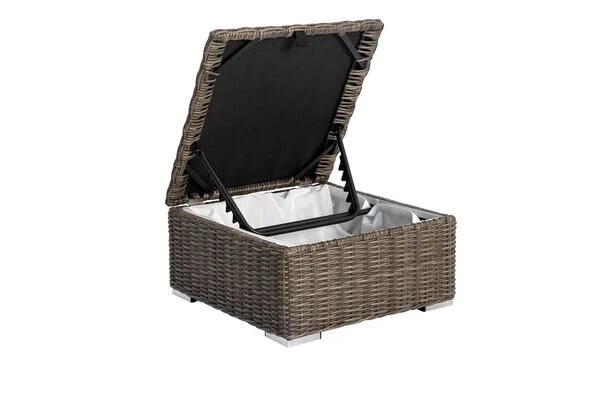 OUTFLEXX Hocker, Grau, Polyrattan, 70 X 70 X 35 Cm, Verstellbare Sitzfläche, Wasserfeste Kissenbox 10 OUTFLEXX Hocker, Grau, Polyrattan, 70 X 70 X 35 Cm, Verstellbare Sitzfläche, Wasserfeste Kissenbox – Bild 8
