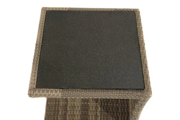 Ploß Rabida Beistelltisch, Champagner-meliert, Polyrattan, 50x50x45 Cm, Glasplatte In Steinoptik 10 Ploß Rabida Beistelltisch, Champagner-meliert, Polyrattan, 50x50x45 Cm, Glasplatte In Steinoptik – Bild 8