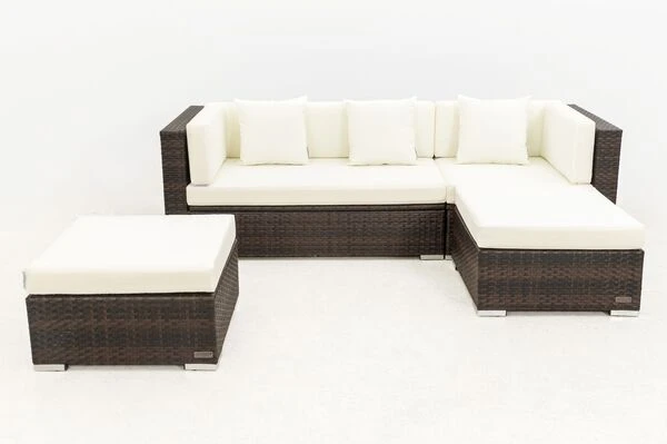 OUTFLEXX Loungemöbel-Set, Braun Marmoriert, 5 Pers, Polyrattan, Wasserfeste Kissenbox 14 OUTFLEXX Loungemöbel-Set, Braun Marmoriert, 5 Pers, Polyrattan, Wasserfeste Kissenbox – Bild 12