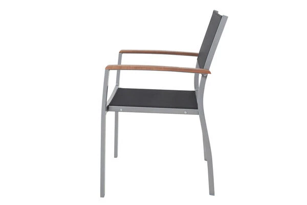 VILLANA Esstischgarnitur, Silber/schwarz, Alu / FSC-Akazienholz, Gartentisch 150 X 90 Cm, 6 Stapelsessel 11 VILLANA Esstischgarnitur, Silber/schwarz, Alu / FSC-Akazienholz, Gartentisch 150 X 90 Cm, 6 Stapelsessel – Bild 9