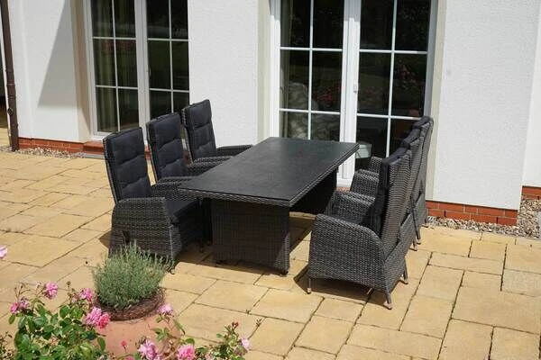 Ploß Malta Esstischgarnitur, Grau-braun-meliert/anthrazit, Polyrattan/Alu, 13-tlg. 11 Ploß Malta Esstischgarnitur, Grau-braun-meliert/anthrazit, Polyrattan/Alu, 13-tlg. – Bild 9