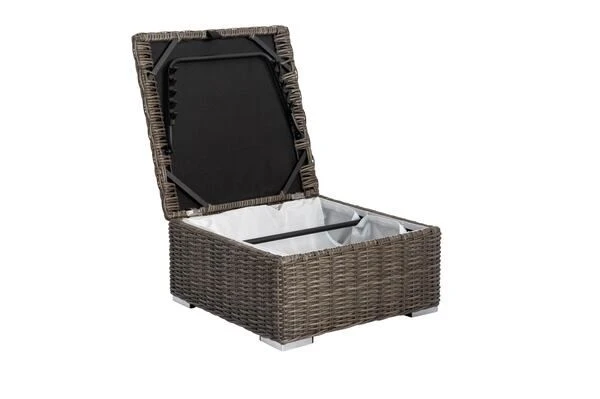 OUTFLEXX Hocker, Grau, Polyrattan, 70 X 70 X 35 Cm, Verstellbare Sitzfläche, Wasserfeste Kissenbox 11 OUTFLEXX Hocker, Grau, Polyrattan, 70 X 70 X 35 Cm, Verstellbare Sitzfläche, Wasserfeste Kissenbox – Bild 9