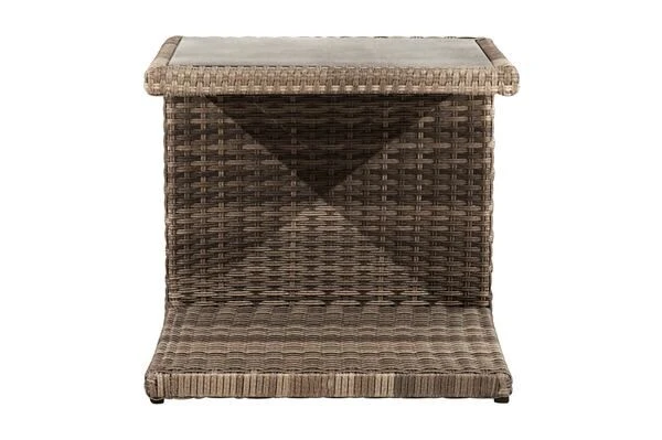 Ploß Rabida Beistelltisch, Champagner-meliert, Polyrattan, 50x50x45 Cm, Glasplatte In Steinoptik 11 Ploß Rabida Beistelltisch, Champagner-meliert, Polyrattan, 50x50x45 Cm, Glasplatte In Steinoptik – Bild 9