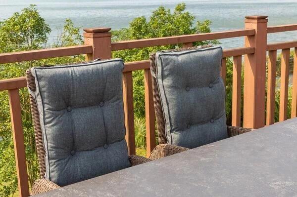 OUTFLEXX Dining Set, Hellbraun, Polyrattan, Tisch 220x100cm, Spraystone, 6mm, 6 Dining Sessel, Verstellbar 11 OUTFLEXX Dining Set, Hellbraun, Polyrattan, Tisch 220x100cm, Spraystone, 6mm, 6 Dining Sessel, Verstellbar – Bild 9